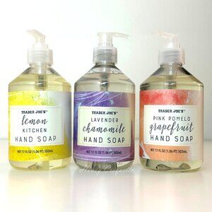 3 X Trader Joe's Lemon Lavender Chamoile Pink Pomelo Grapefruit Hand Soap